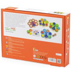 Viga Montessori Pávafarok fából készült színpárosító játék + kártyák