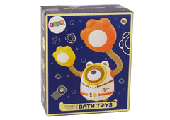 Lean-toys Kozmonauta Teddy mackó fürdővíz játék elemes zuhanyzóval