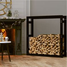 Greatstore fekete tömör fenyőfa tűzifatartó állvány 100x25x100 cm