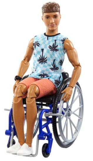 Mattel Barbie Ken Modell kerekesszékben, kék kockás felsőben -195 HJT59