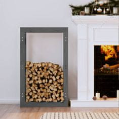 Greatstore szürke tömör fenyőfa tűzifatartó állvány 60 x 25 x 100 cm