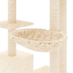Greatstore krémszínű macskabútor szizál kaparófákkal 142 cm
