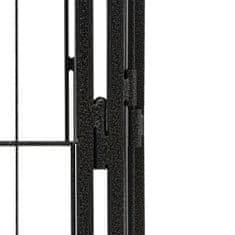 Greatstore 4-paneles fekete porszórt acél kutyakernel 50 x 100 cm