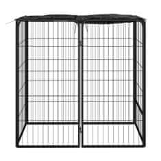 shumee 6-paneles fekete porszórt acél kutyakernel 50 x 100 cm