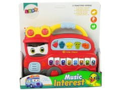 Lean-toys Interaktív zongora Tűzoltóság Hang Állatok Jármű hangok Dallamok Red