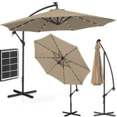shumee Kerti esernyő a karján, körben dönthető LED világítással, átm. 300 cm szürkésbarna