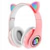 B39 bluetooth fülhallgató, macska fül, rózsaszín