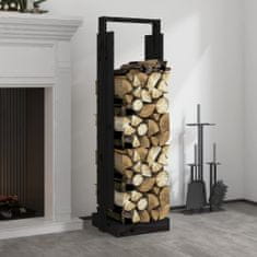 Greatstore fekete tömör fenyőfa rönktároló 33,5 x 30 x 110 cm
