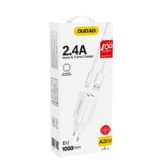 DUDAO Duado Hálózati töltő 2x USB 5V / 2,4A + Lightning kábel - Fehér