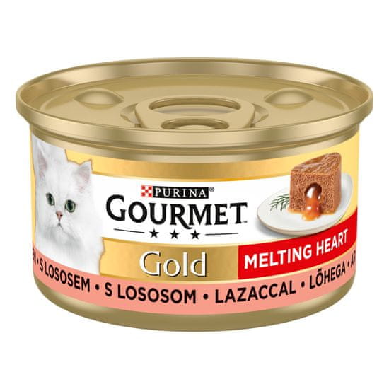 Gourmet Gold Melting Heart pástétom lazachússal és mártással a belsejében 24 x 85 g