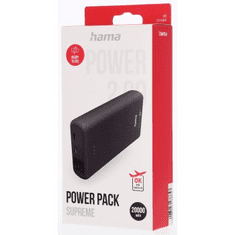 Hama Supreme 20HD, powerbank, 20000 mAh, 3 A, 3 kimenet: 1x USB-C, 2x USB-A