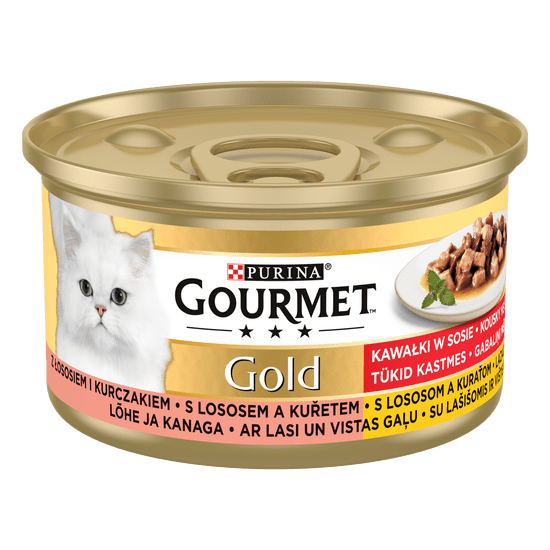 Gourmet GOLD lazac és csirke szaftban, 12x85 g