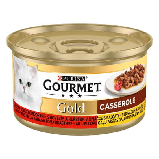 Gourmet Gold Casserole marhahússal és csirkével paradicsomszószban 24 x 85 g