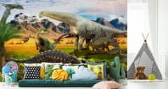 Muralo Fotótapéta kislány szobába dinoszauruszok 3D folyó 360 x 240 cm