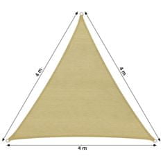 tectake Napvitorla háromszög alakú árnyékoló, 1. variáció - 400 x 400 x 400 cm