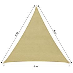 tectake Napvitorla háromszög alakú árnyékoló, 1. variáció - 600 x 600 x 600 cm