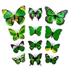 Northix 13db Zöld Dekoratív 3D Papír Pillangók Falra 