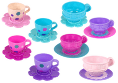 Lean-toys Teáskészlet teáscsészék tányérok evőeszközök tálak lila