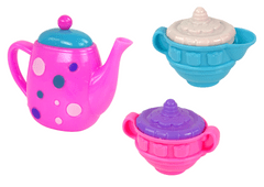 Lean-toys Teáskészlet teáscsészék tányérok evőeszközök tálak lila