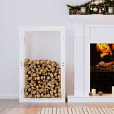 shumee fehér tömör fenyőfa tűzifatartó állvány 60 x 25 x 100 cm