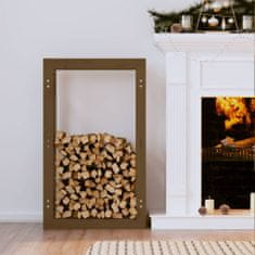 Greatstore mézbarna tömör fenyőfa tűzifatartó állvány 60 x 25 x 100 cm