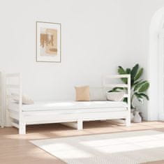Greatstore fehér tömör fenyőfa kihúzható kanapéágy 2x(90x190) cm
