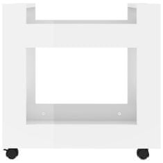 shumee magasfényű fehér szerelt fa asztal-kocsi 60 x 45 x 60 cm