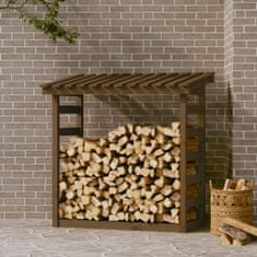 Greatstore mézbarna tömör fenyőfa tűzifatartó állvány 108x64,5x110 cm
