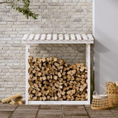 Greatstore fehér tömör fenyőfa tűzifatartó állvány 108x64,5x110 cm