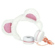 MG Plush Bear plüss fülhallgató fülekkel, fehér
