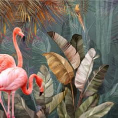 Muralo Fotótapéta Fali FLAMINGÓK Dzsungel Erdő Természet 3D 300 x 210 cm
