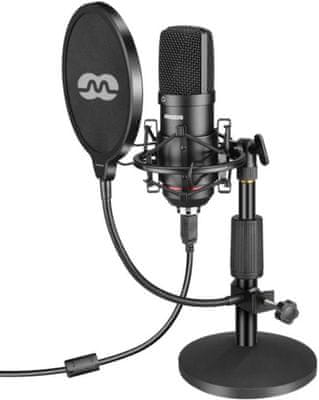 modern kondenzátor mikrofon mozos mkit rugós tartó univerzális használatra alkalmas vlogokhoz podcastokhoz usb kábel pop szűrő