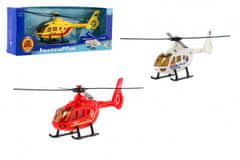 Teddies Helikopter/mentőhelikopter fém/műanyag 18cm 3 féle típus