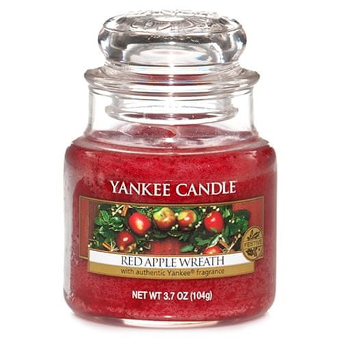 Yankee Candle gyertya üvegedénybe, Piros alma koszorú, 104 g
