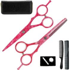 Enzo Wolf Pink Rose 5,5 Professional vonal jobbkezes fodrász hajvágó olló ritkító olló készlet