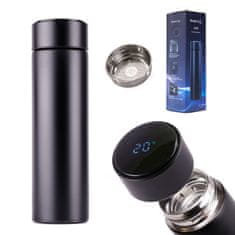 WOWO Smart LED termosz palack 500ml, fekete