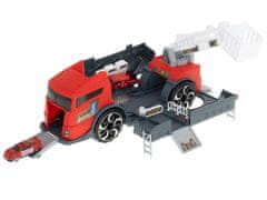 shumee Transporter ciężarówka TIR 2w1 parking laweta straż pożarna + 3 auta czerwona