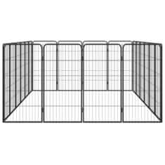 shumee 20-paneles fekete porszórt acél kutyakennel 50 x 100 cm