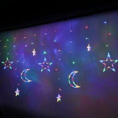 Aga LED Fényfüggöny Csillagok és Hold 2,5 m 138 LED Színes