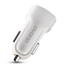 DUDAO Dudao autós töltő 2x USB 2.4A + USB kábel 3in1 Lightning / Type C / micro USB kábel (R7)-Fehér