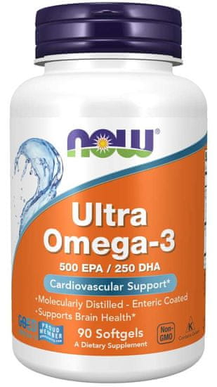 NOW Foods Ultra omega-3, 250 DHA/500 EPA, 90 lágyzselé