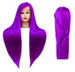 Enzo Ilsa edzőfej Purple 90 cm, szintetikus haj + nyél, fodrász fésülködő fej, gyakorlófej