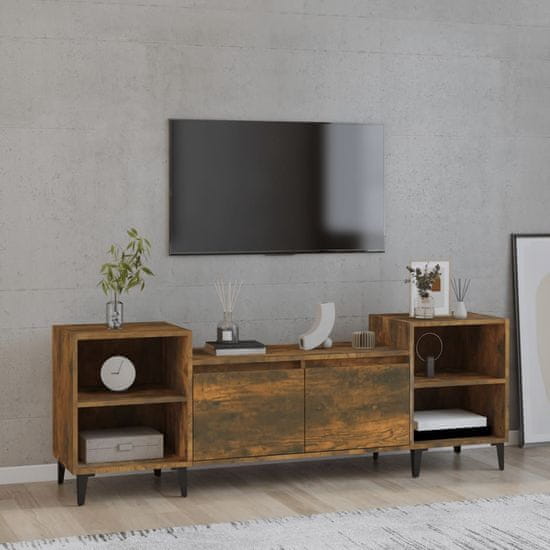 shumee füstös tölgyszínű szerelt fa TV-szekrény 160x35x55 cm