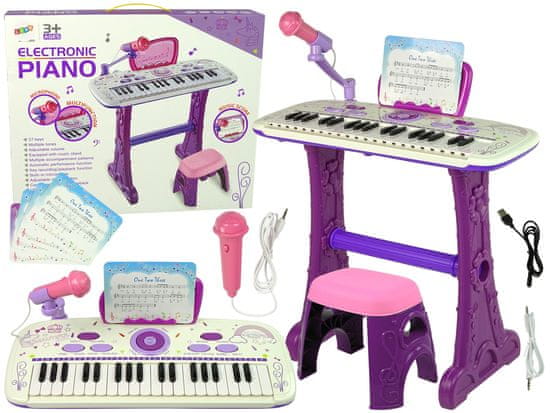 Lean-toys Elektromos zongora billentyűzet gyerekeknek Rózsaszín USB jegyzetek