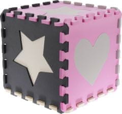 Matadi hab puzzle szürke és rózsaszín szívek és csillagok (28x28)