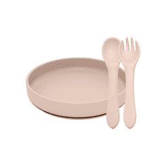 Petite&Mars Étkezőszett szilikon TAKE&MATCH 2 db tányér + evőeszközök Ten Sand 6m+
