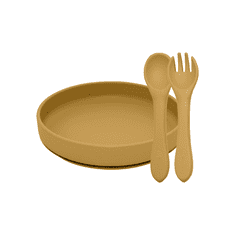 Petite&Mars étkezőgarnitúra szilikon TAKE&MATCH 2 db tányér + evőeszközök Intense Ochre 6m+