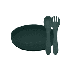 Petite&Mars étkezőgarnitúra szilikon TAKE&MATCH 2 db tányér + evőeszközök ködös zöld 6m+
