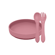 Petite&Mars étkezőgarnitúra szilikon TAKE&MATCH 2 db tányér + evőeszközök Dusty Rose 6m+
