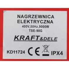 Kraft&Dele 3 fázisú ipari elektromos fűtőtest termosztáttal 10kW